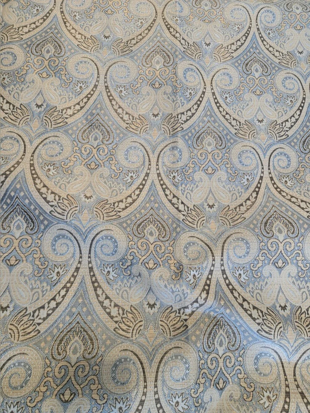 Elegant Paisley Fabric Panel Set Of 2, Blue and Gold Curtains 76x50 Insulated